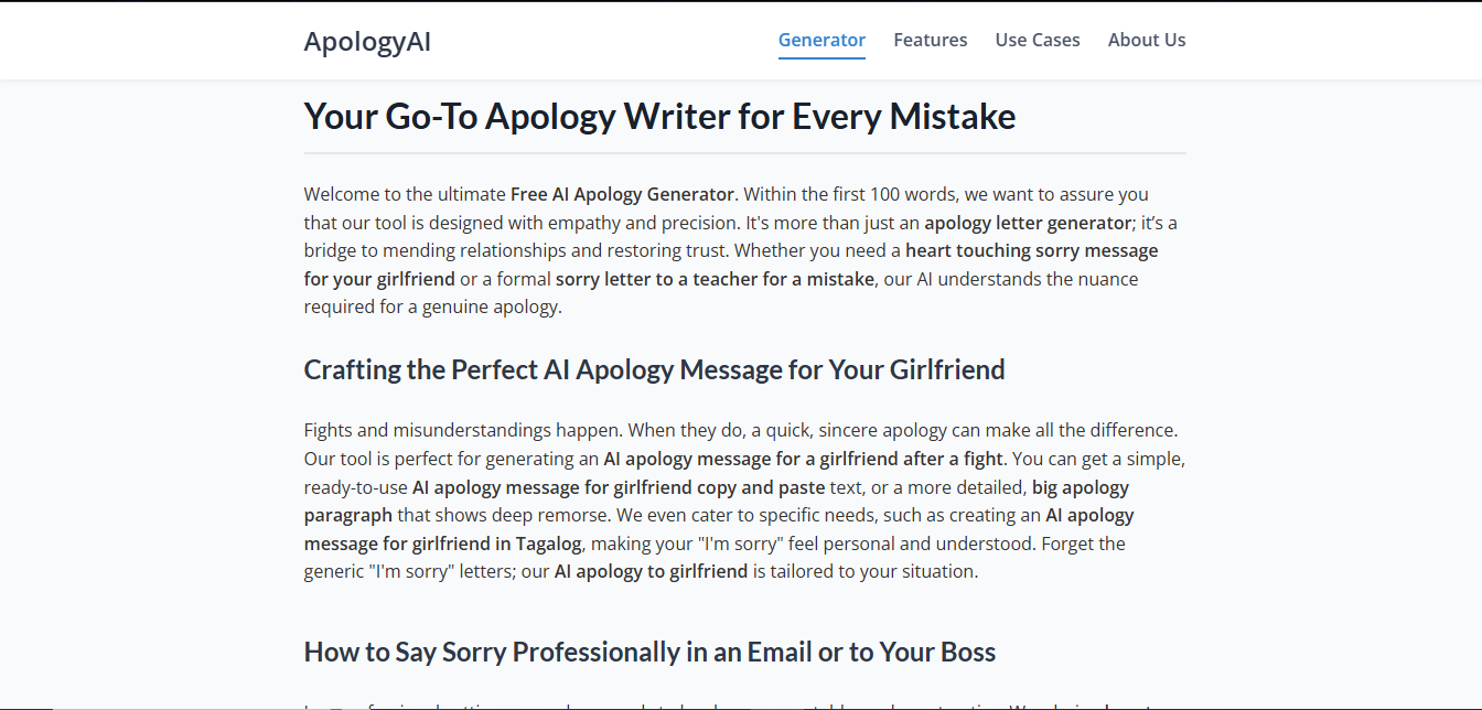 AI Apology Generator Interface